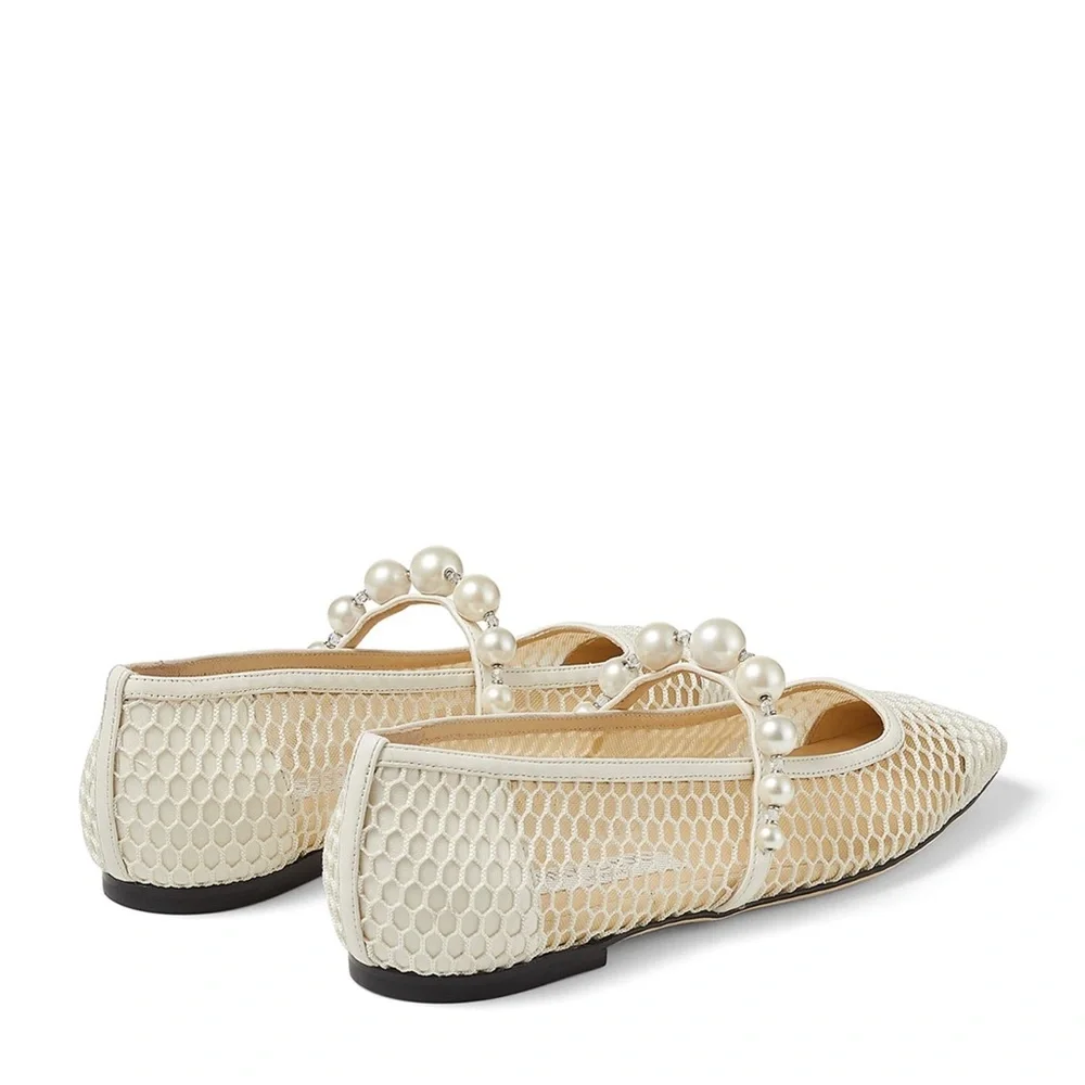 Like new JIMMY CHOO Ade Fishnet Ballet Flats 38.5 Mary Jane - Picture 3 of 12